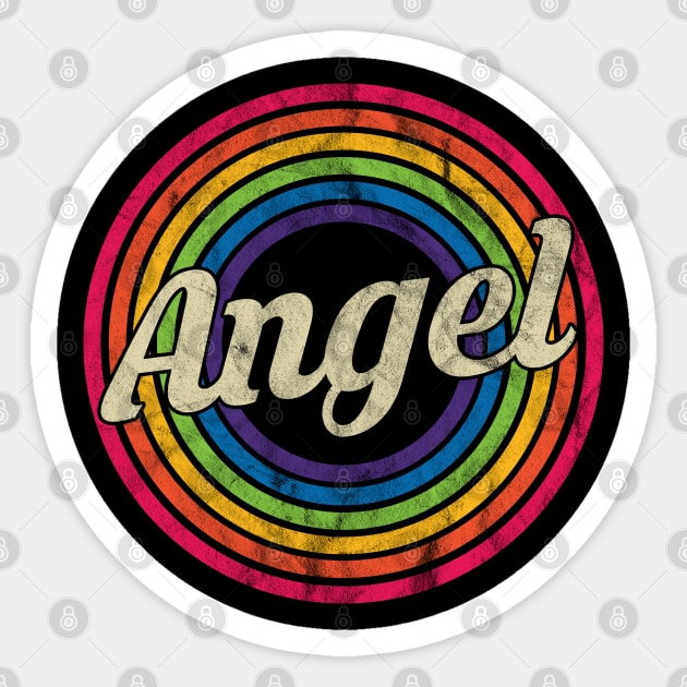 Angel - Retro Rainbow Faded-Style Sticker by MaydenArt